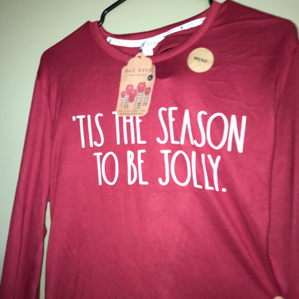 NWT CHRISTMAS Rae Dunn "'TIS THE SEASON TO BE JOLLY" Men's Pajama Set size Large